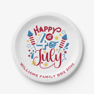 Personalized Patriotic 4th of July Paper Plate