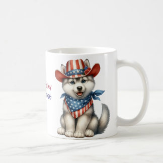 Personalized Patriotic 4th of July Siberian Husky Coffee Mug