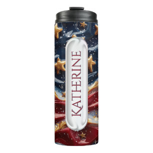 Personalized Patriotic American flag 4th of July Thermal Tumbler