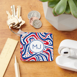 Personalized Patriotic American Flag Colours Keychain