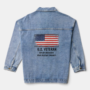 Personalized Patriotic American Flag Denim Jacket