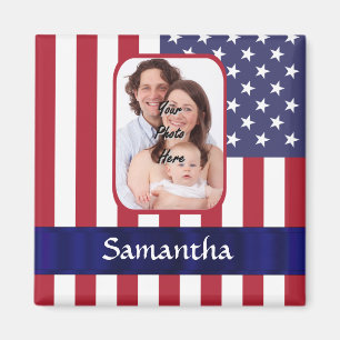 Personalized Patriotic American flag Magnet