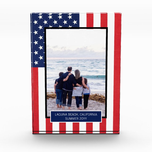 Personalized Patriotic American Flag  Photo Block (Front)