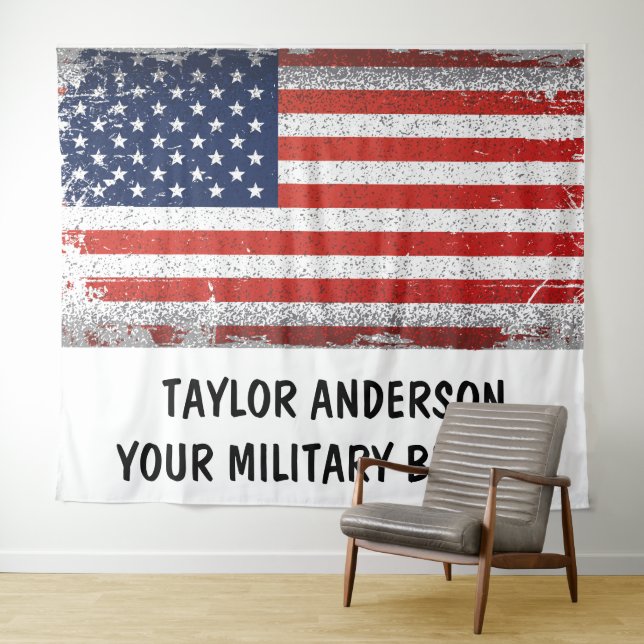Personalized Patriotic American Flag  Tapestry (In Situ (Horizontal))