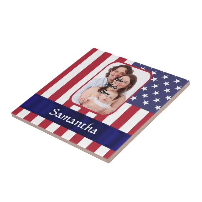 Personalized Patriotic American flag Tile (Side)