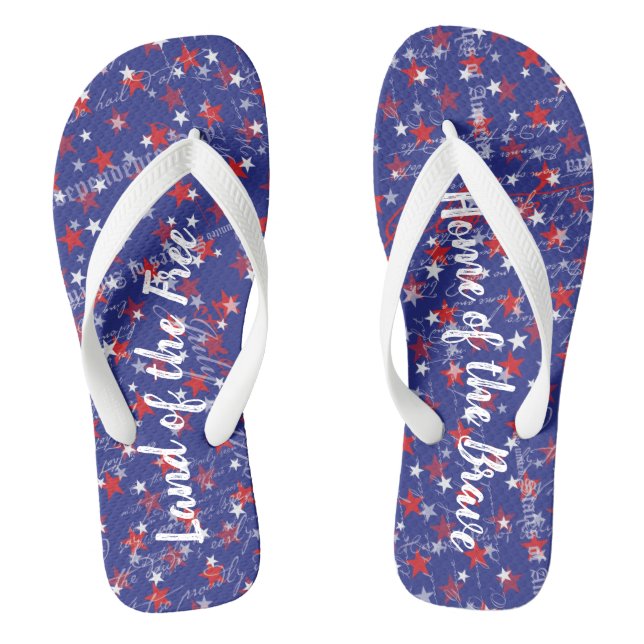 Personalized Patriotic American July 4th Flip Flops (Footbed)