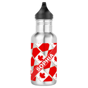 Personalized Patriotic Canada Flag   532 Ml Water Bottle