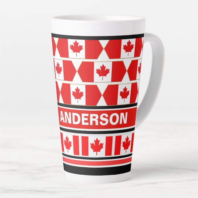 Personalized Patriotic Canada Flag Latte Mug (Right Angle)