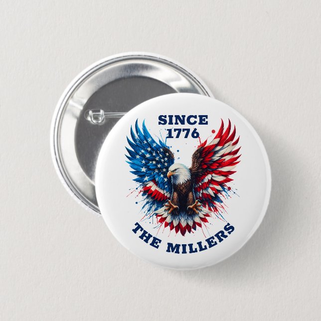 Personalized Patriotic Colours America Bold Eagle 2 Inch Round Button (Front & Back)