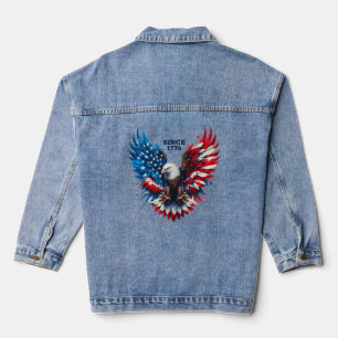Personalized Patriotic Colours America Bold Eagle Denim Jacket
