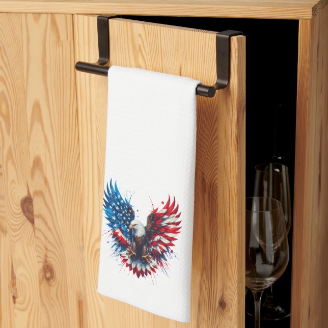 Personalized Patriotic Colours America Bold Eagle Kitchen Towel (Thirds Fold)