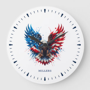 Personalized Patriotic Colours America Bold Eagle Large Clock