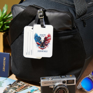 Personalized Patriotic Colours America Bold Eagle Luggage Tag