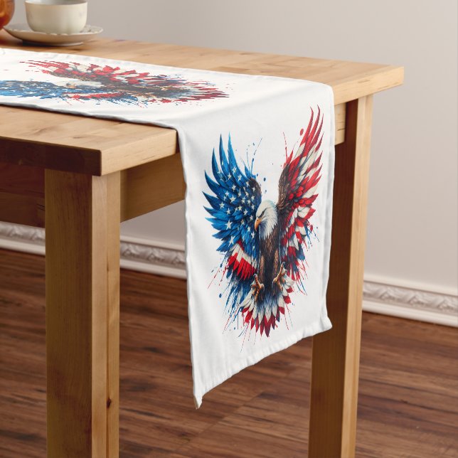 Personalized Patriotic Colours America Bold Eagle Short Table Runner (In Situ)
