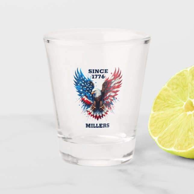 Personalized Patriotic Colours America Bold Eagle Shot Glass (Front)