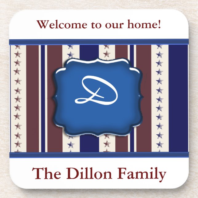 Personalized Patriotic Cork Coaster Template (Front)