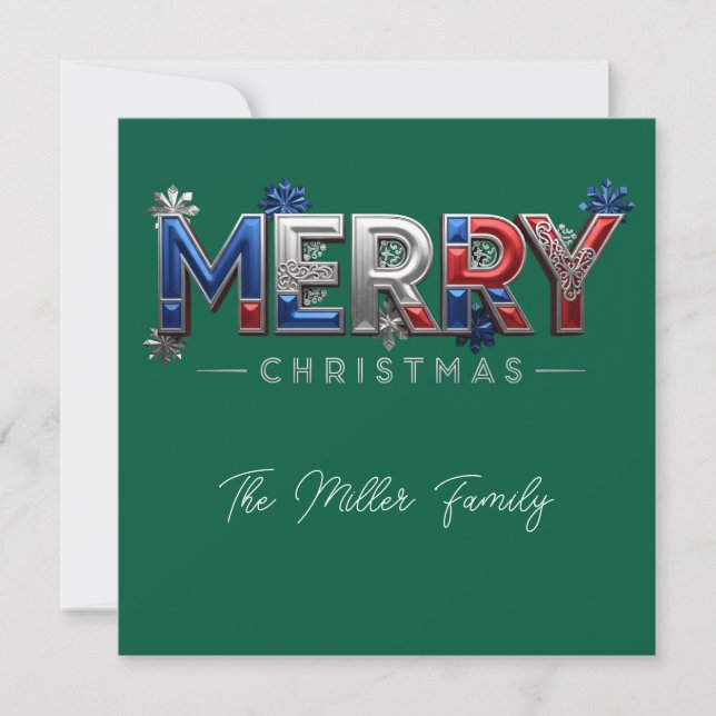 Personalized Patriotic Family Christmas Holiday Card (Front)