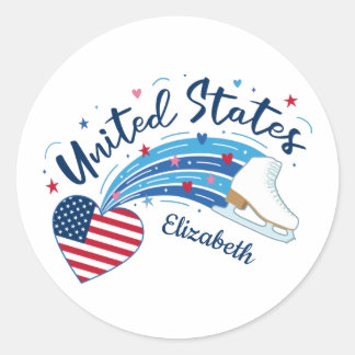 Personalized Patriotic Figure Skating Sticker