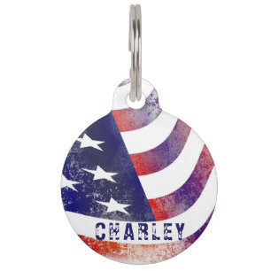 Personalized Patriotic Flag  Pet Tag