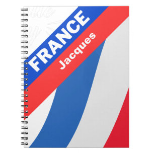 Personalized Patriotic France Flag Notebook