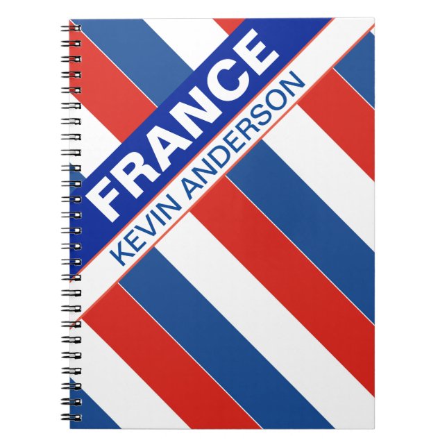 Personalized Patriotic France Flag Notebook (Front)