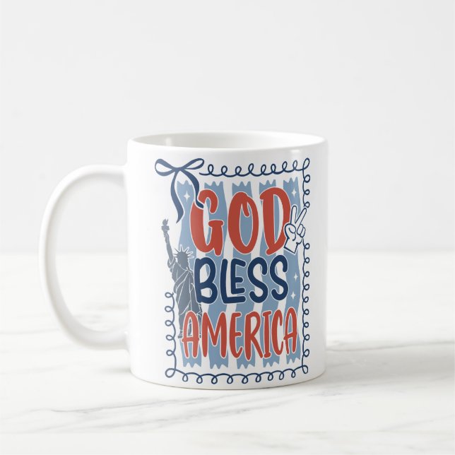 Personalized Patriotic God Bless America Coffee Mug (Left)