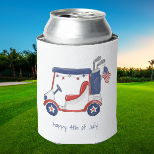 Personalized Patriotic Golf Cart   Happy 4th Favou Can Cooler