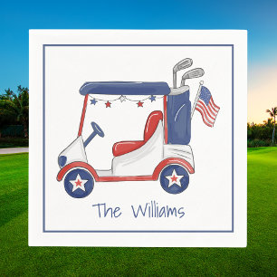 Personalized Patriotic Golf Cart / Red White Blue Napkin
