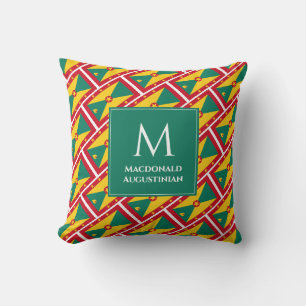 Personalized Patriotic GRENADA FLAG Monogram Throw Pillow