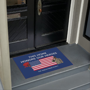 Personalized Patriotic Honours Our Heroes Veterans Doormat