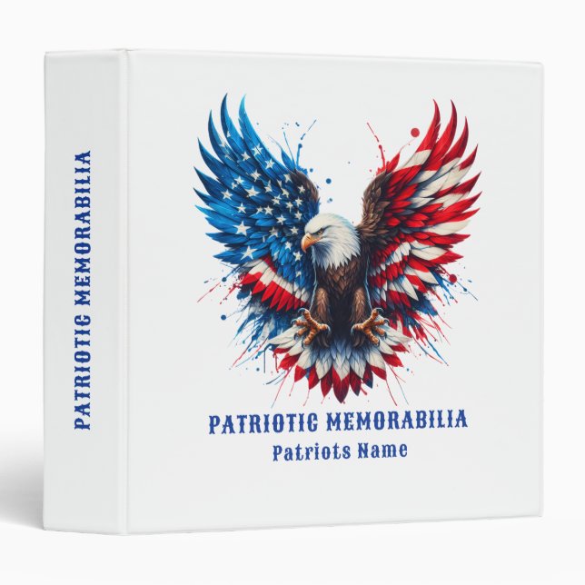 Personalized Patriotic Memorabilia American Eagle Binder (Front/Spine)
