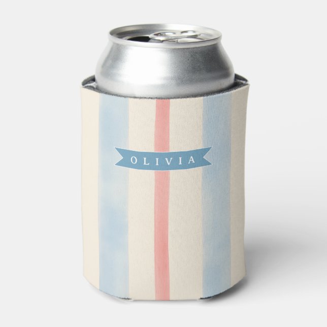 Personalized Patriotic Memorial Day 4th of July Can Cooler (Can Front)