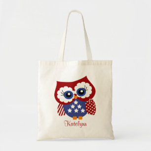 Personalized Patriotic Owl Custom Tote Bag