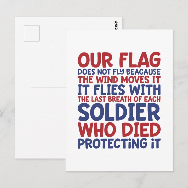 Personalized Patriotic Soldier Quote Postcard (Front/Back)