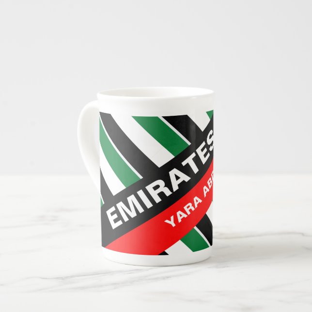 Personalized Patriotic United Arab Emirates Flag Bone China Mug (Front Left)