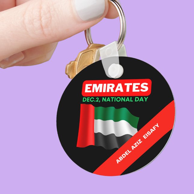 Personalized Patriotic United Arab Emirates Flag Keychain (Creator Uploaded)