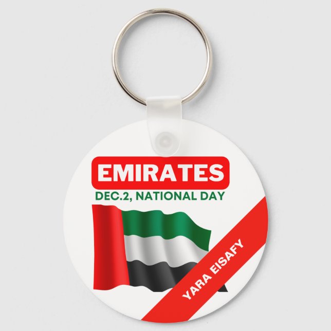 Personalized Patriotic United Arab Emirates Flag Keychain (Front)