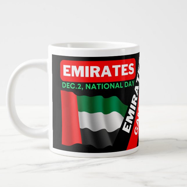 Personalized Patriotic United Arab Emirates Flag Large Coffee Mug (Left)