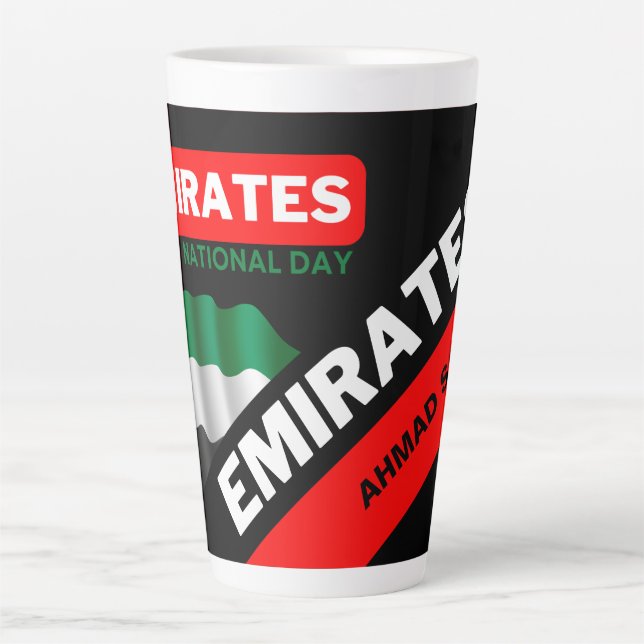 Personalized Patriotic United Arab Emirates Flag Latte Mug (Front)