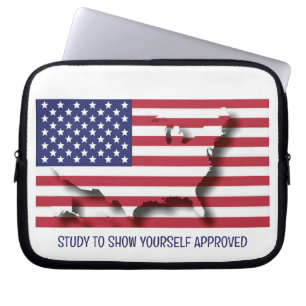 Personalized Patriotic USA AMERICAN Flag Laptop Sleeve