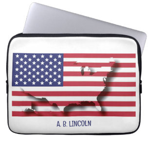 Personalized Patriotic USA AMERICAN Flag Laptop Sleeve