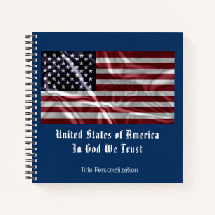 Personalized Patriotic USA Flag Red White and Blue Notebook