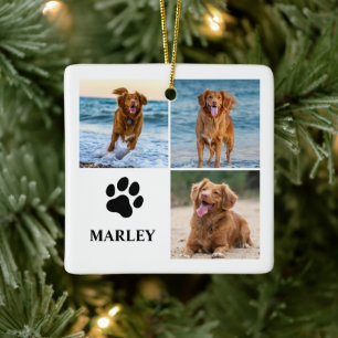 Personalized Paw Dog Lover Photo Collage Pet Ceramic Ornament