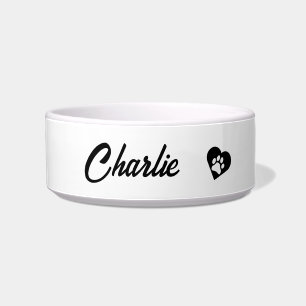 Personalized Paw Heart Name Bowl