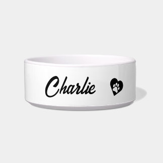Personalized Paw Heart Name Bowl