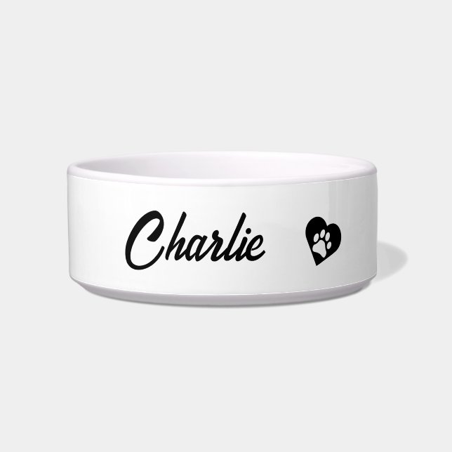Personalized Paw Heart Name Bowl (Left)