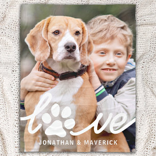  Personalized Paw LOVE Modern Pet Photo Dog Lover Fleece Blanket