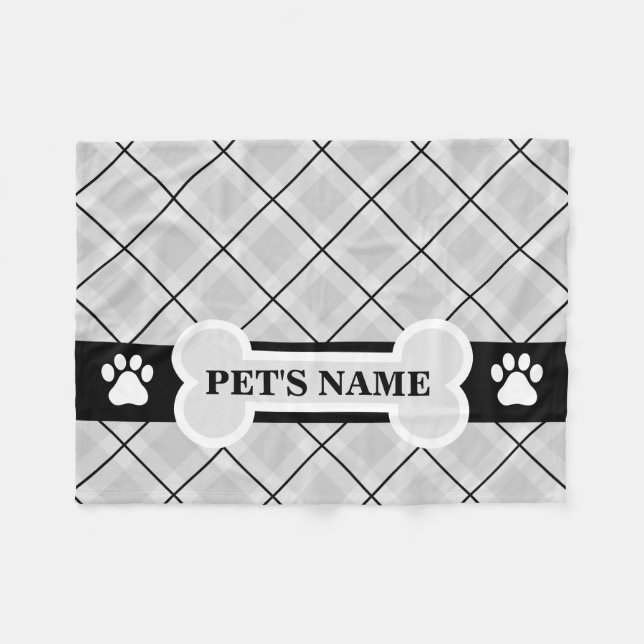 Personalized Paw Print and Bone Dog Blankets (Front (Horizontal))