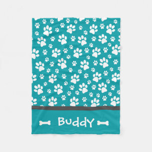 Personalized Paw Print Dog Fleece Blanket