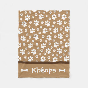 Personalized Paw Print Dog Fleece Blanket